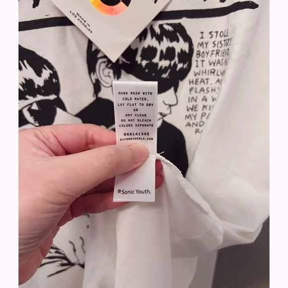 NWT Daydreamer Sonic Youth Goo Merch Tee Graphic Tshirt in Vintage White - Picture 8 of 13